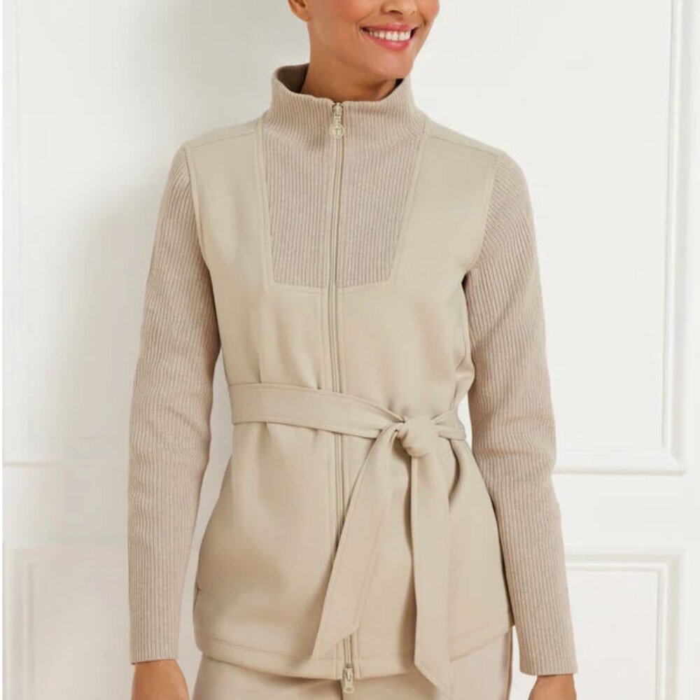 NWT Talbots AirKnit Stretch Mockneck Sweater Jacket 2X
